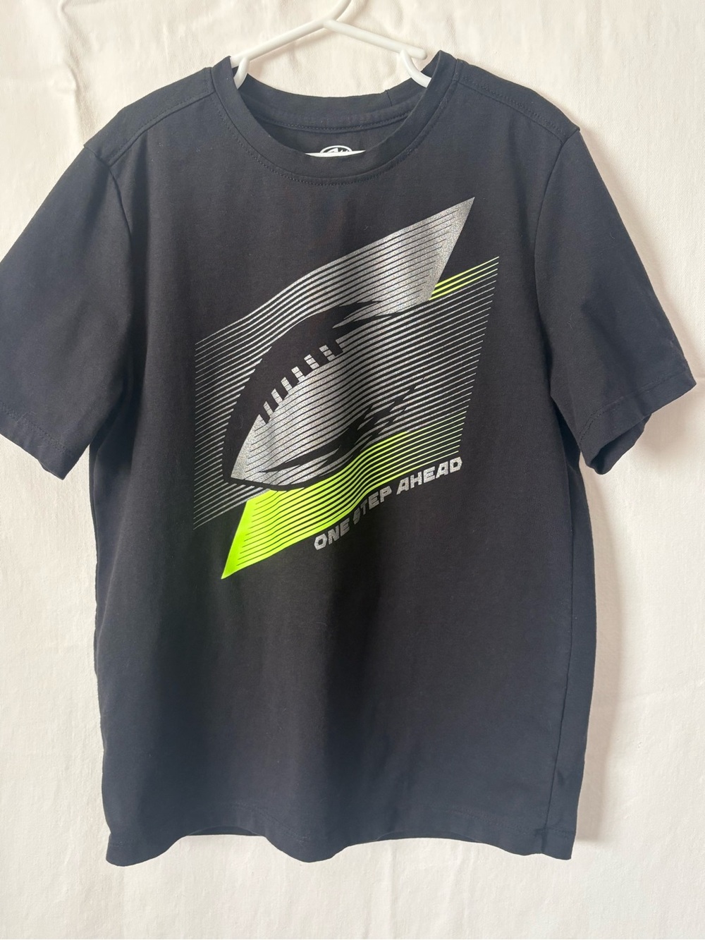 Athletic Works Black Tee with Neon Green and Silver Graphic